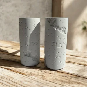 זוג פמוטים שבת שלום -לבן