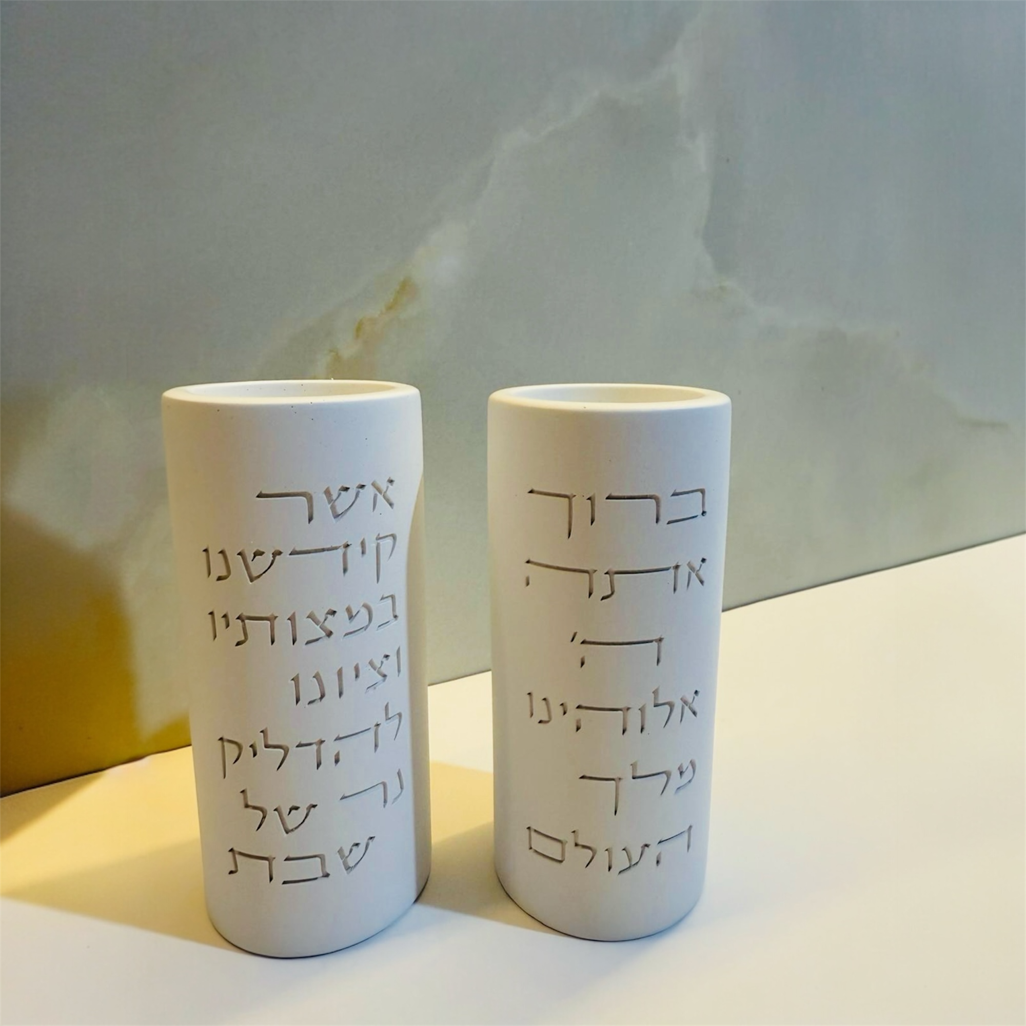 זוג פמוטים לבן חרוט ברכה