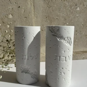 זוג פמוטים שבת שלום -לבן