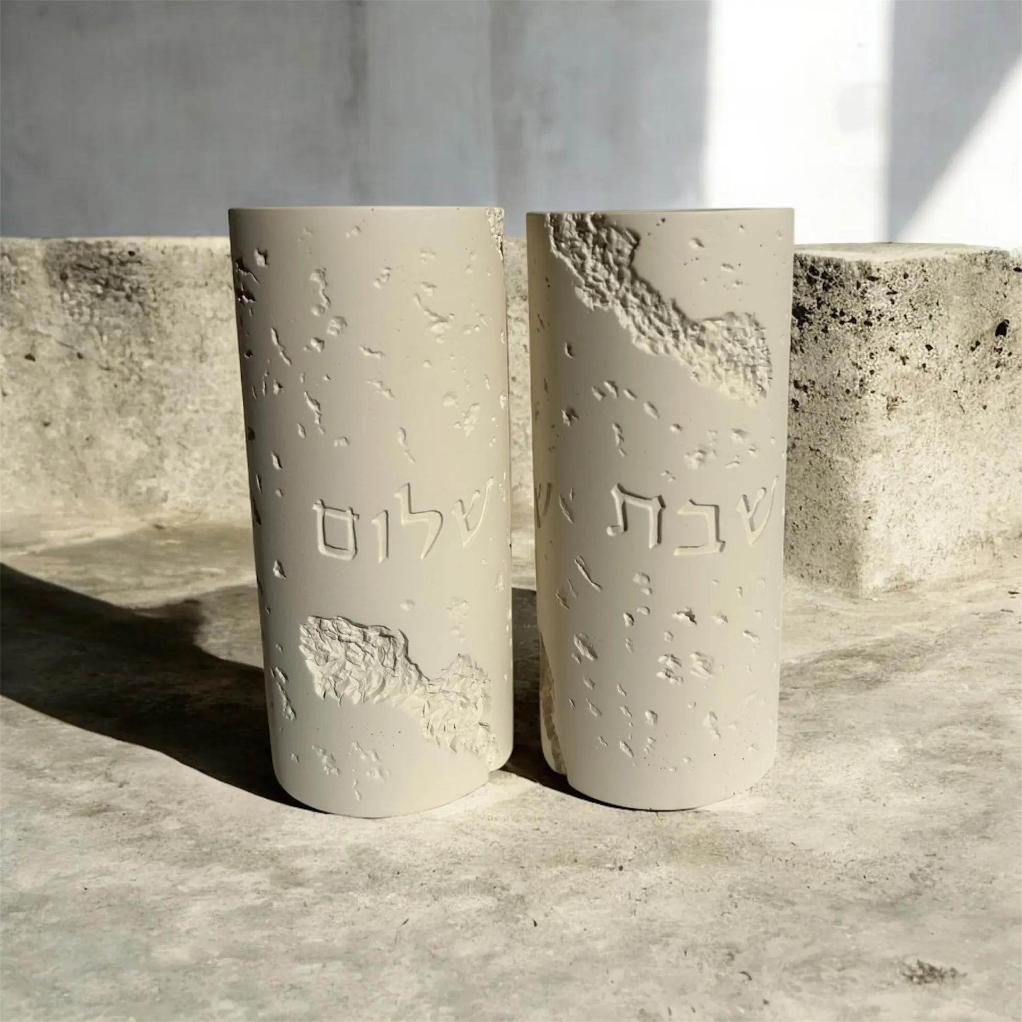 זוג פמוטים שבת שלום - בז'