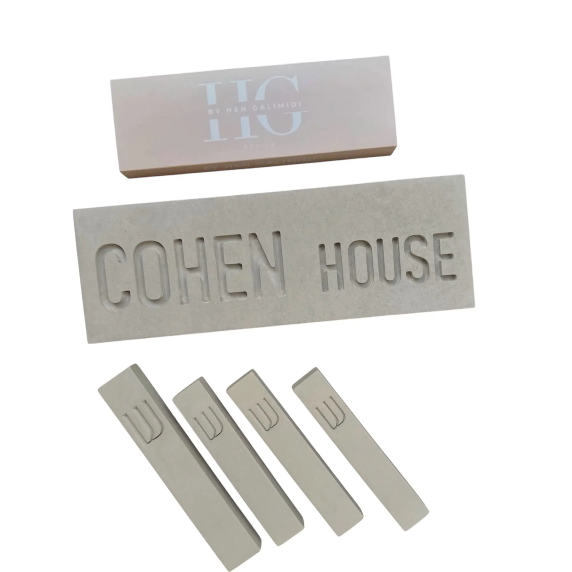 סט שלט כניסה ובתי מזוזה מבטון